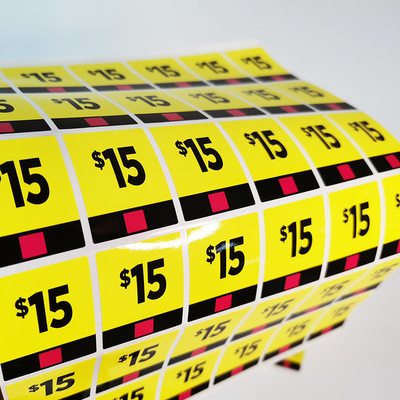 BOPP che commercializza gli autoadesivi promozionali permanenti delle etichette della stampa al minuto su ordinazione degli autoadesivi CMYK