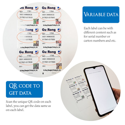 L'etichetta variabile lucida di dati che stampa BOPP impermeabilizza gli autoadesivi di codice di Qr